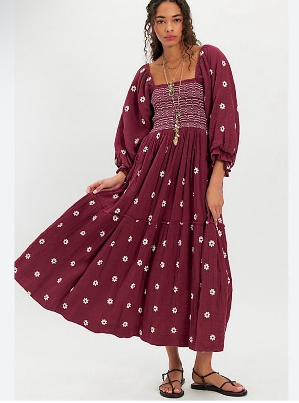 NWT dahlia embroidered maxi dress small